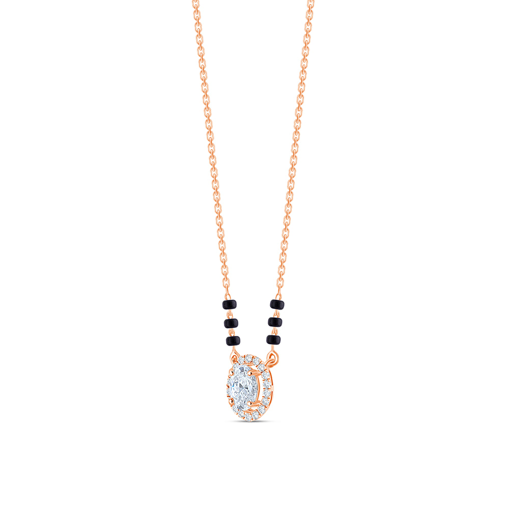Oval Cut Halo Mangalsutra Pendant