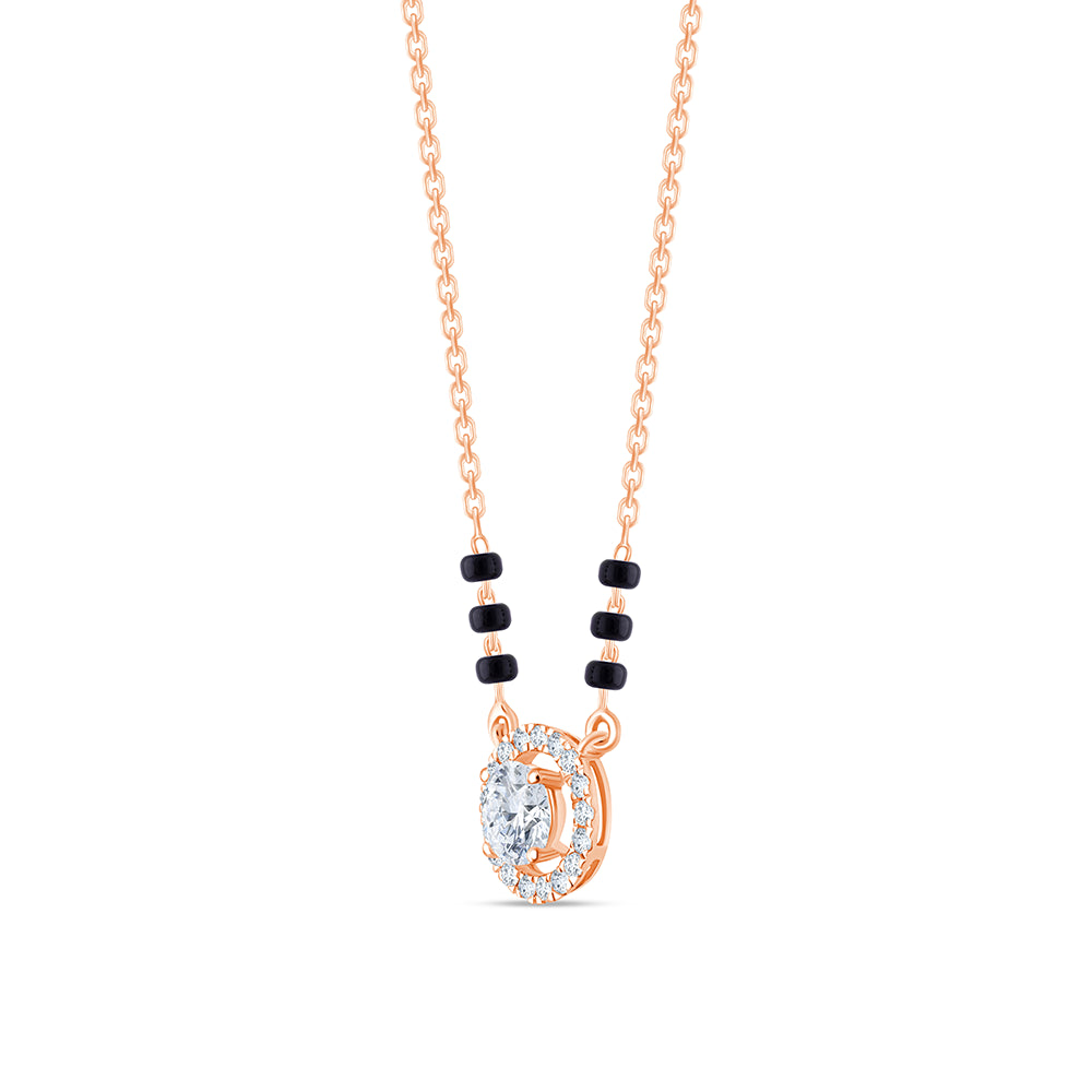 Brilliant Cut Halo Mangalsutra Pendant