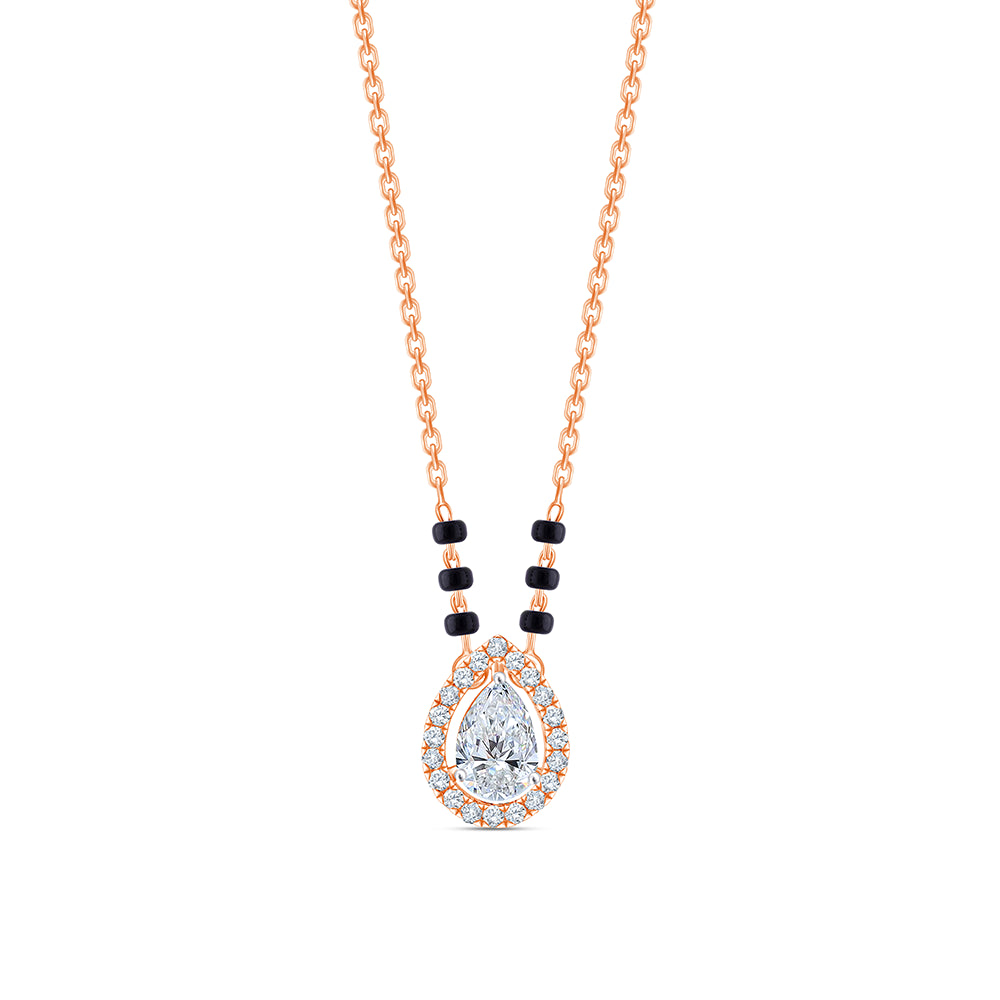 Pear Cut Halo Mangalsutra Pendant