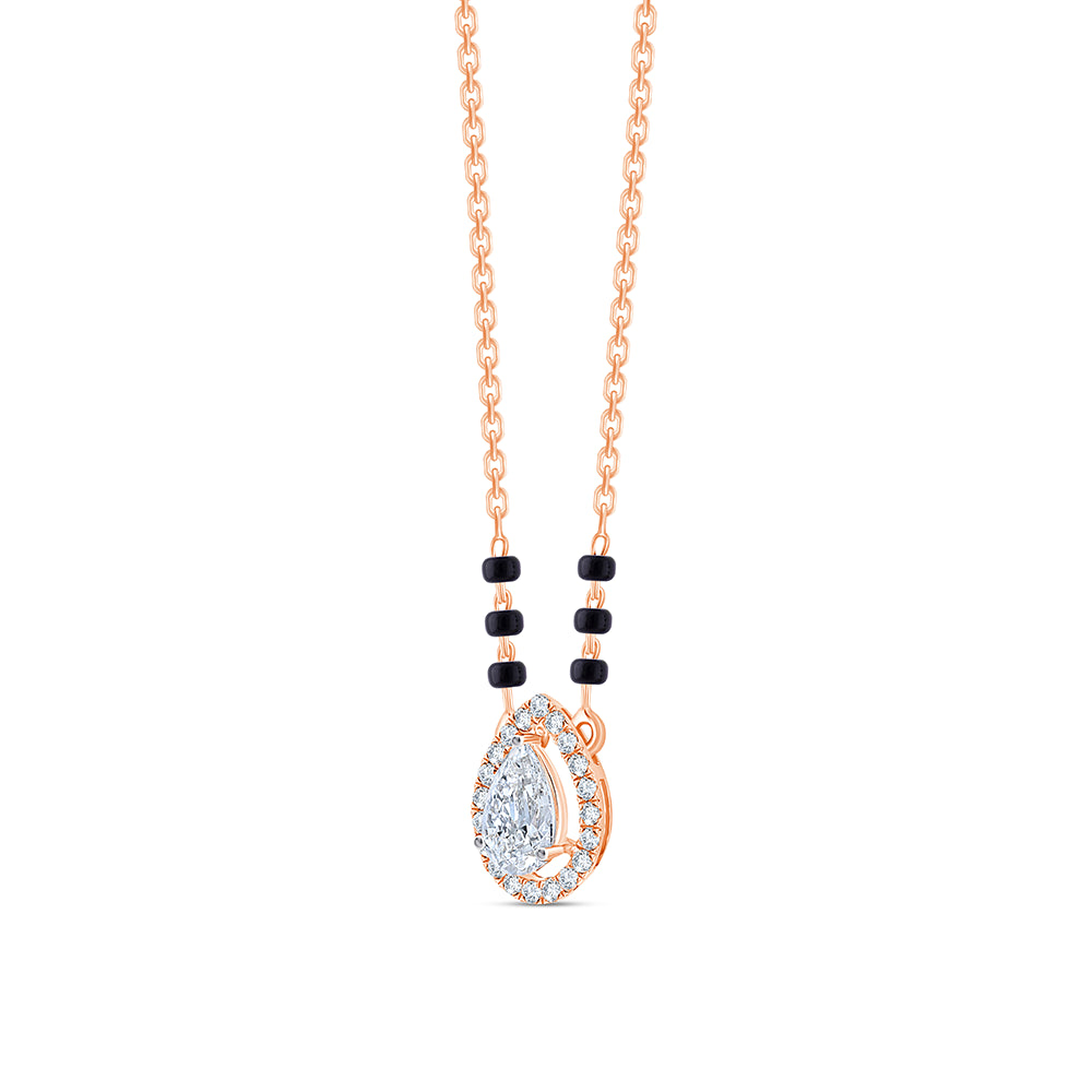 Pear Cut Halo Mangalsutra Pendant