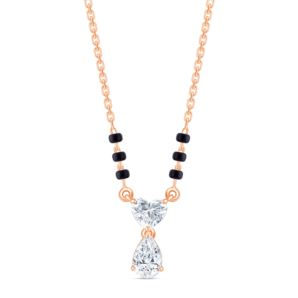 Heart  Pear Cut Drop Black Mangalsutra Pendant