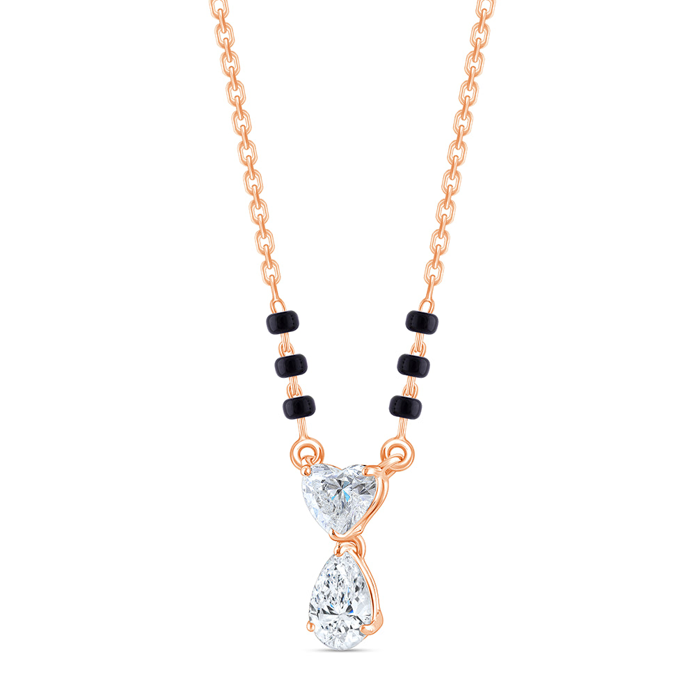 Heart  Pear Cut Drop Black Mangalsutra Pendant