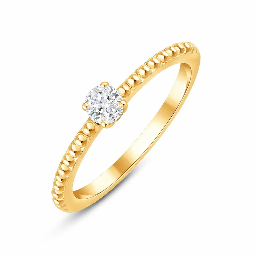 Brilliant Cut Beaded Stackable Ring