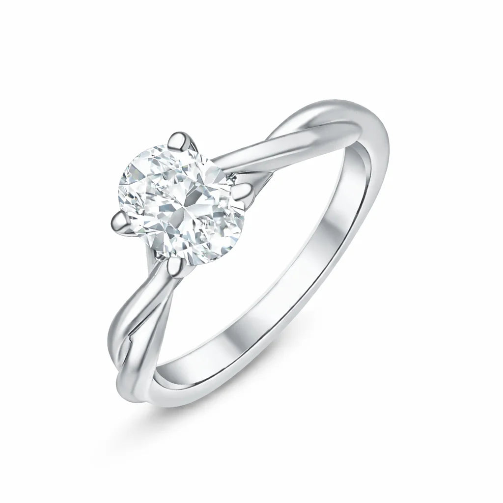 Oval Cut Twist Solitaire Engagement Ring