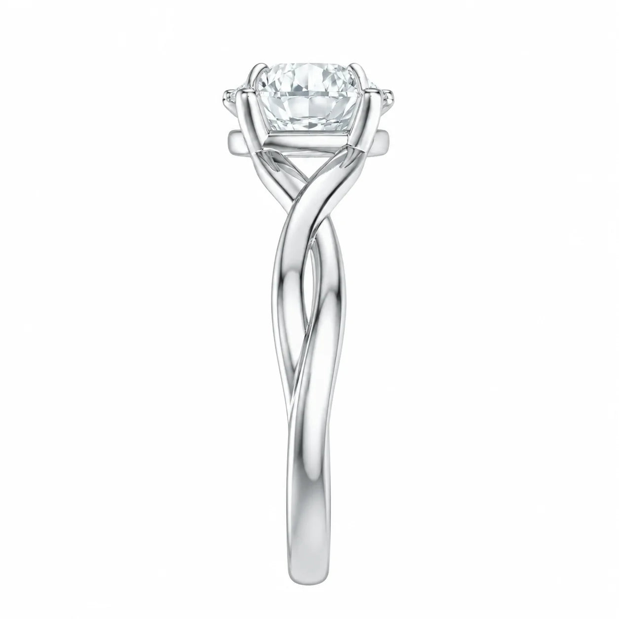 Oval Cut Twist Solitaire Engagement Ring