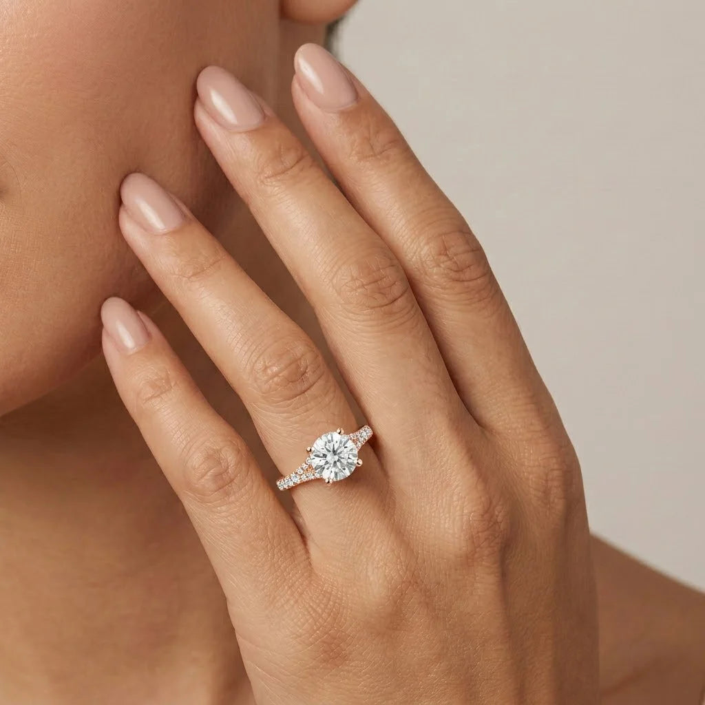 Brilliant Cut Tapered Accent Solitaire Engagement Ring