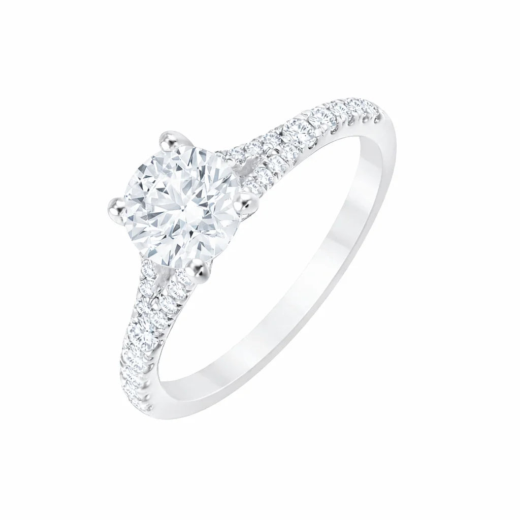 Brilliant Cut Tapered Accent Solitaire Engagement Ring
