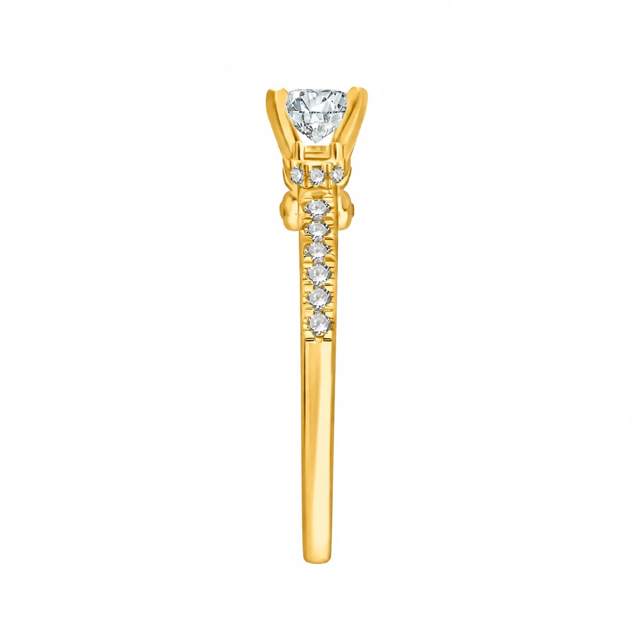 Brilliant Cut Tapered Accent Solitaire Engagement Ring