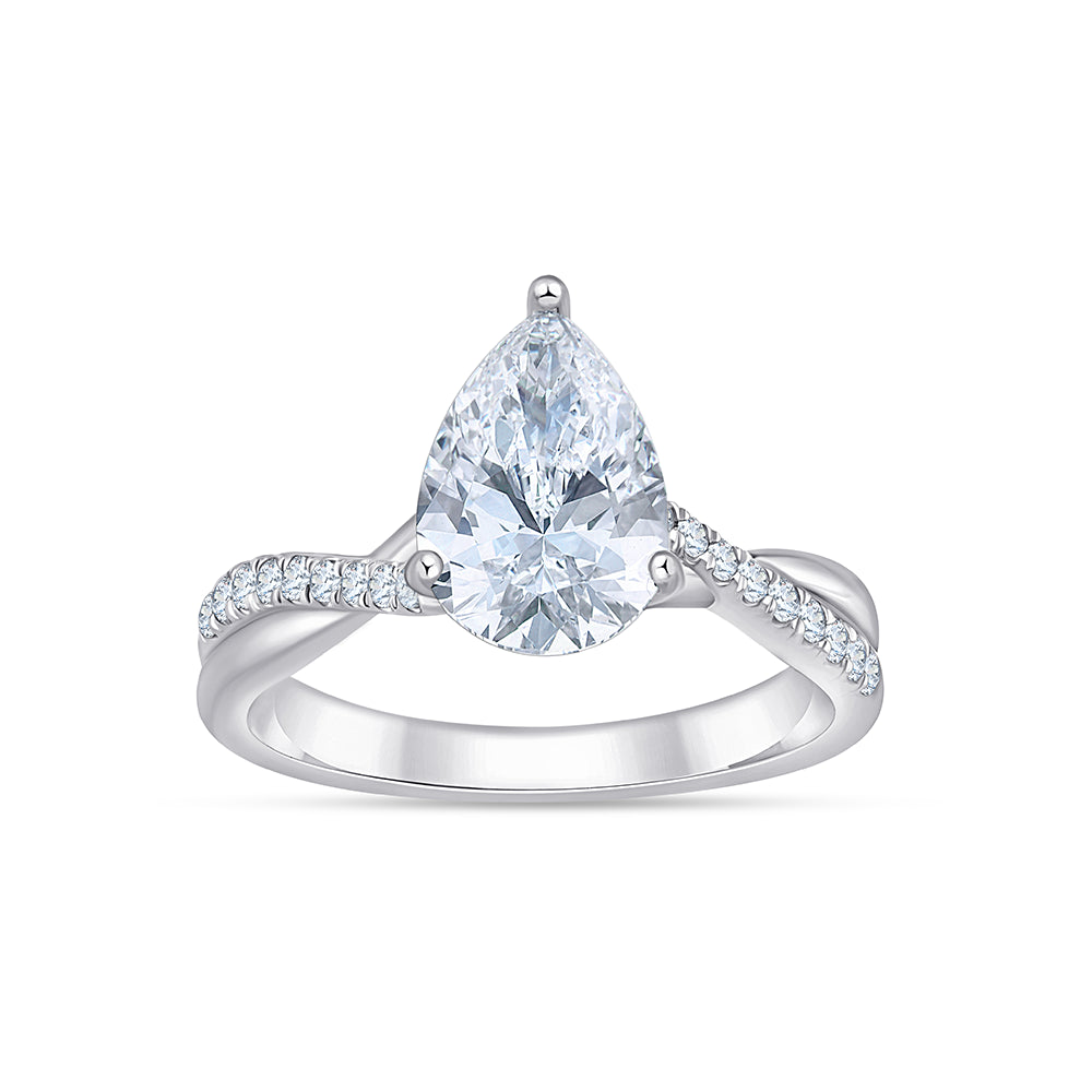 Pear Cut Diamond Accent Twist Solitaire Engagement Ring