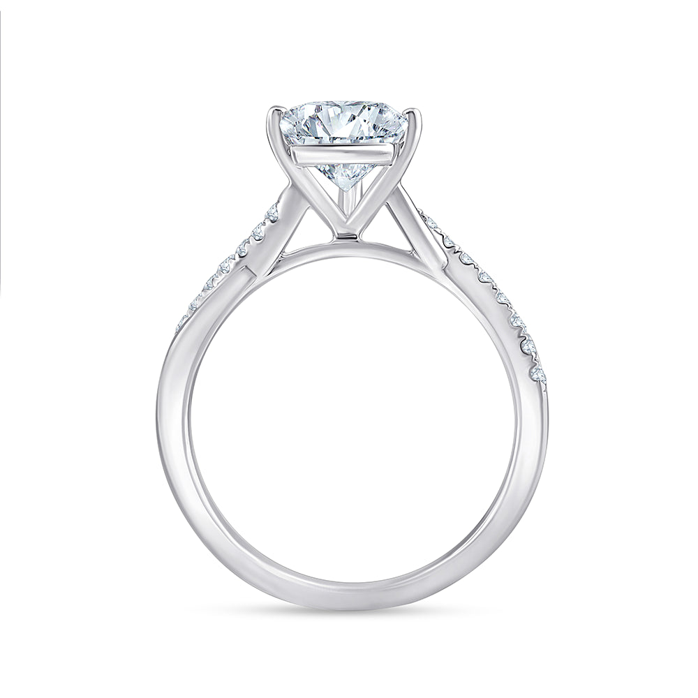 Pear Cut Diamond Accent Twist Solitaire Engagement Ring