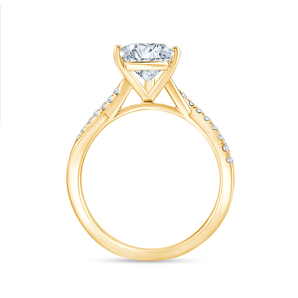 Pear Cut Diamond Accent Twist Solitaire Engagement Ring