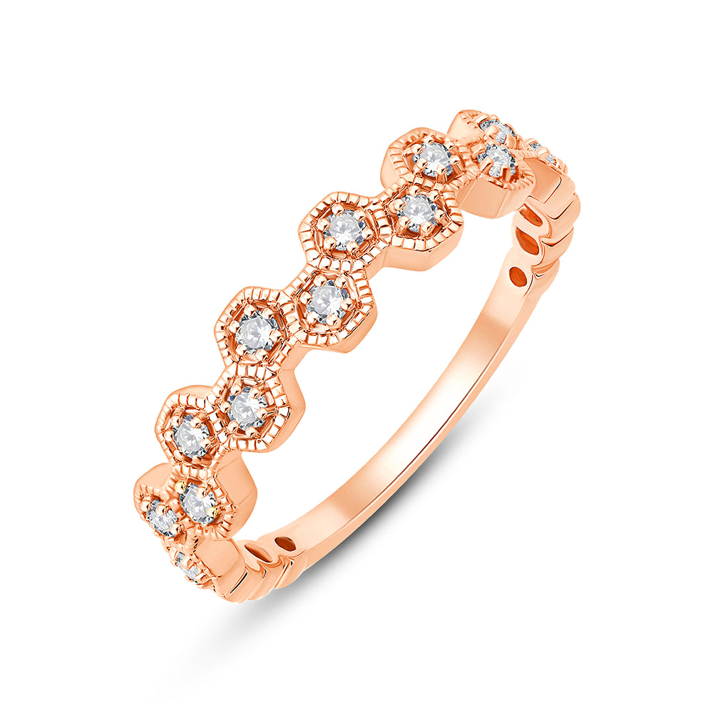 Brilliant Cut Hexagon Pattern Band