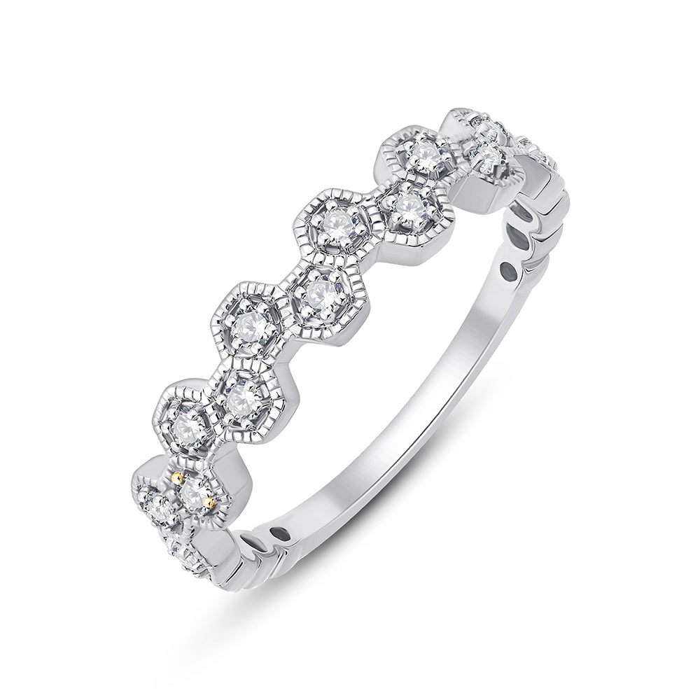 Brilliant Cut Hexagon Pattern Band