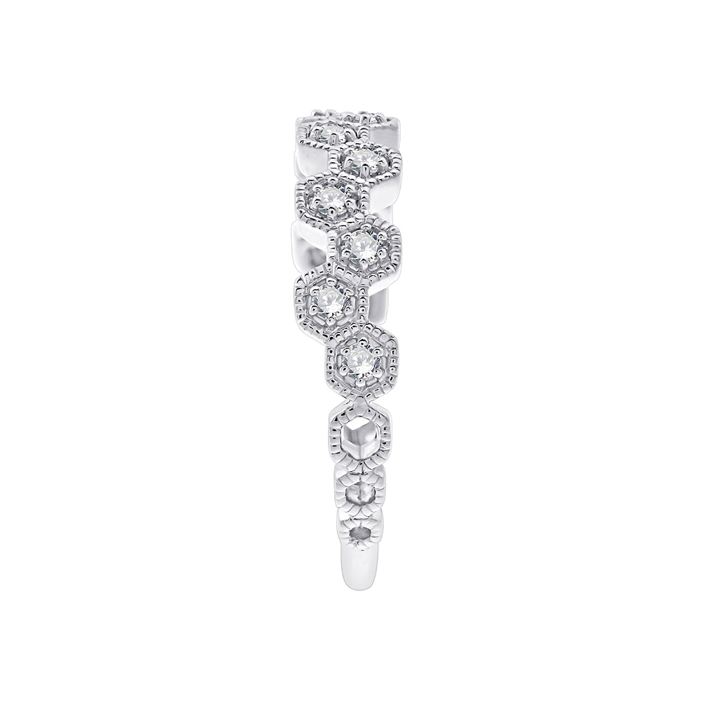 Brilliant Cut Hexagon Pattern Band