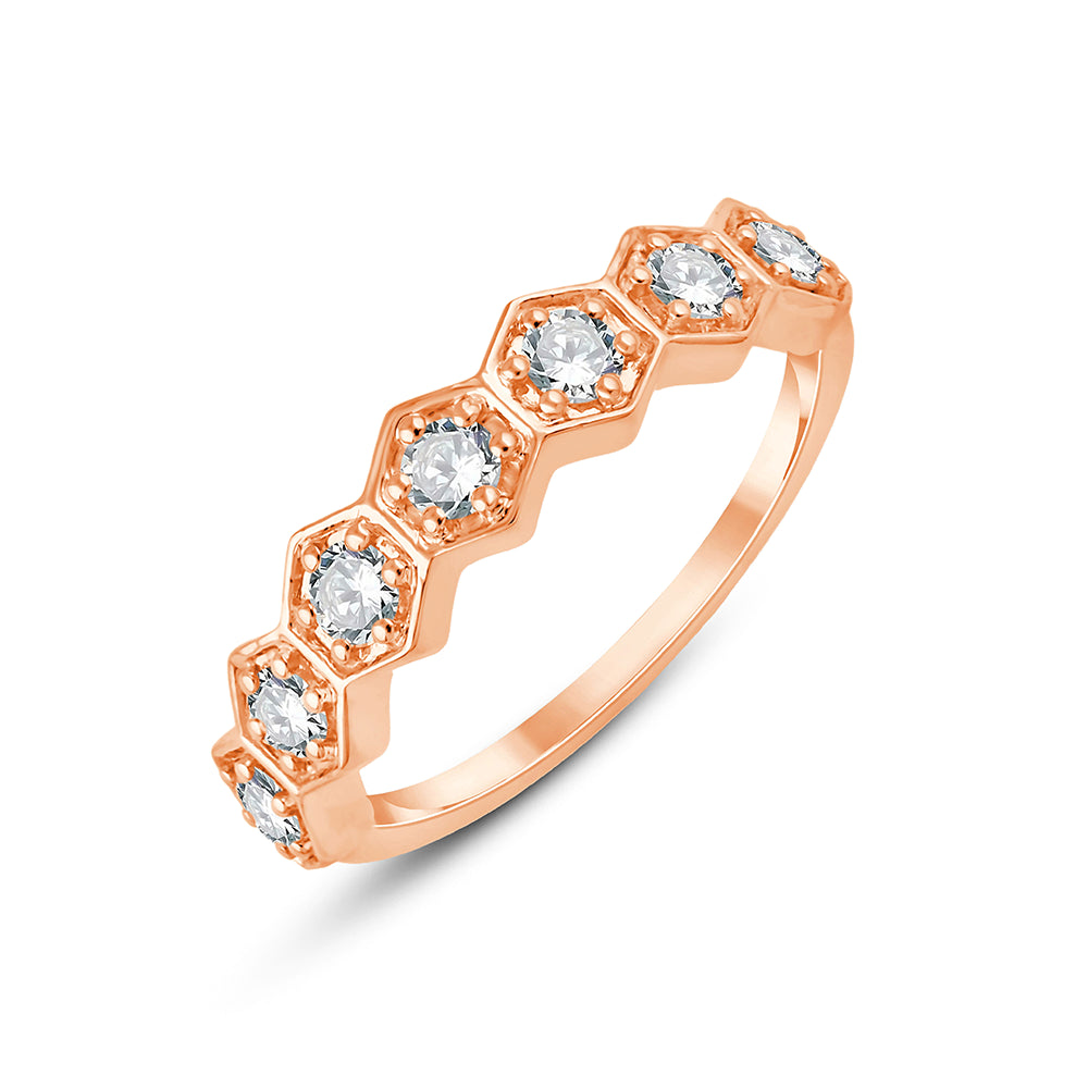 Hexagon Diamond Stackable Ring
