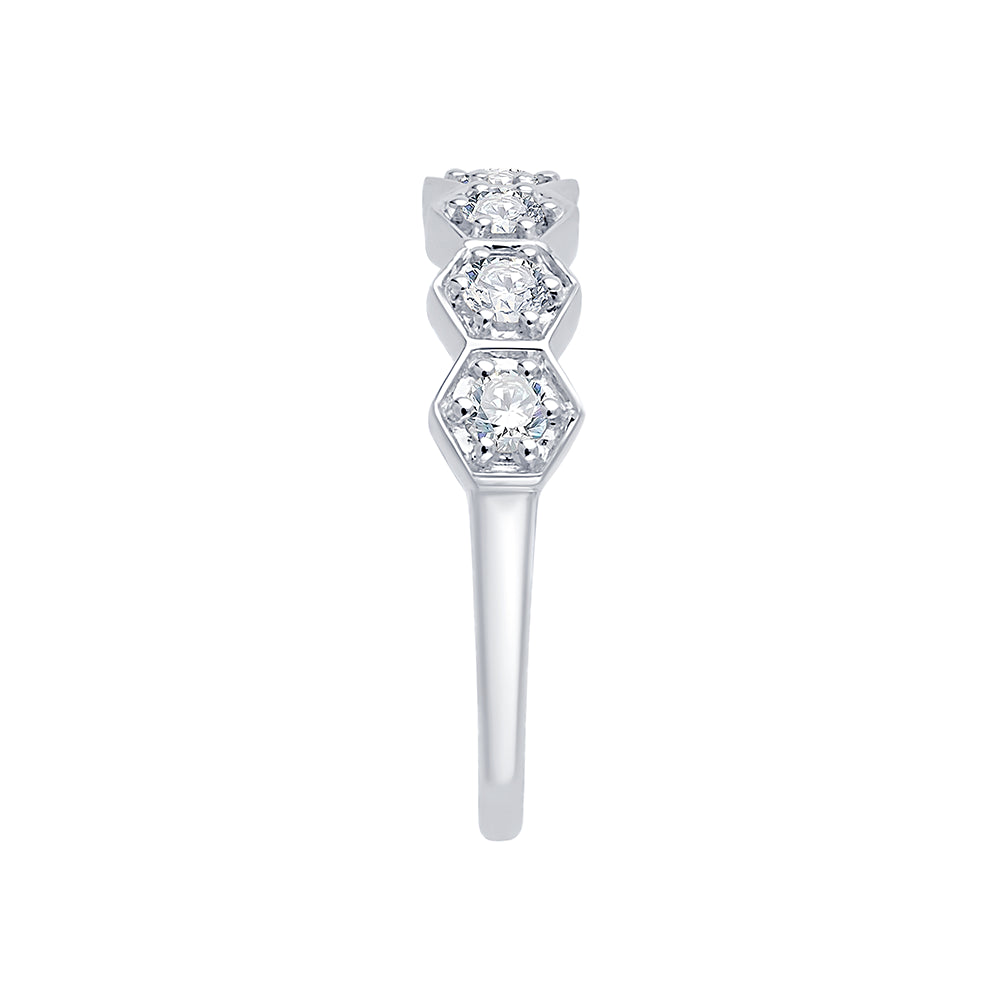 Hexagon Diamond Stackable Ring
