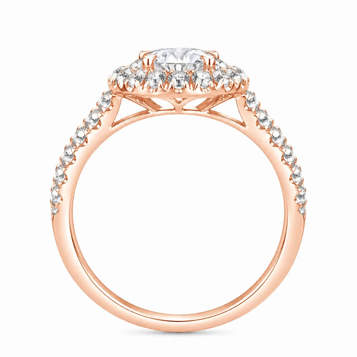 Brilliant Cut Halo Split Shank Solitaire Engagement Ring