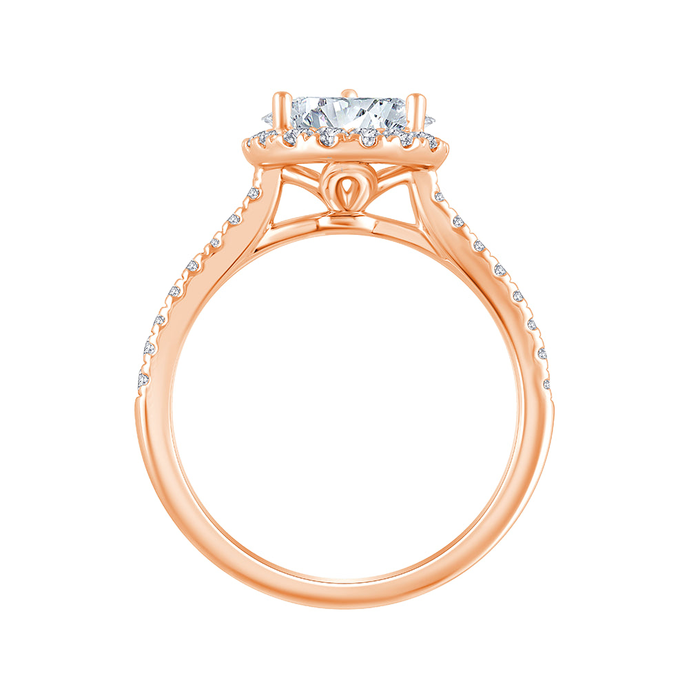 Pear Cut Halo Diamond Accent Solitaire Engagement Ring 
