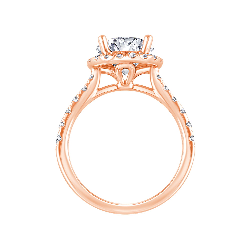 Brilliant Cut Halo Diamond Accent Solitaire Engagement Ring