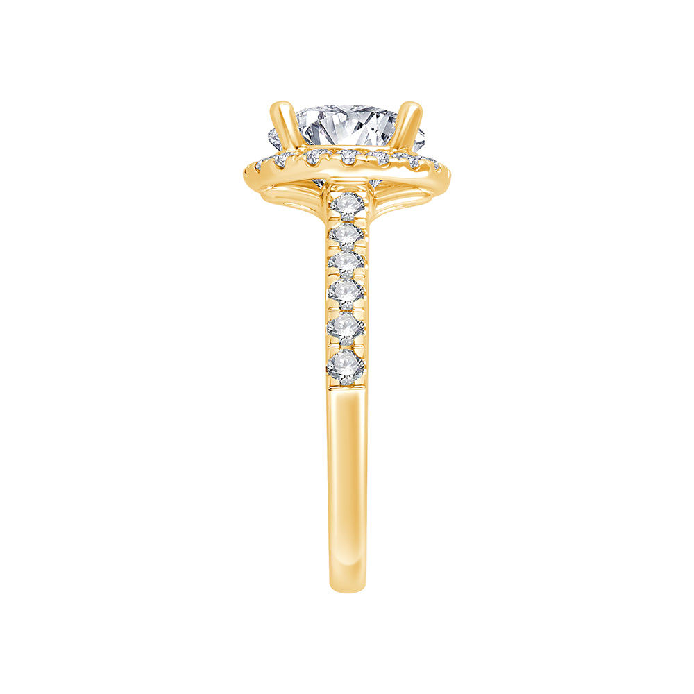 Brilliant Cut Halo Diamond Accent Solitaire Engagement Ring
