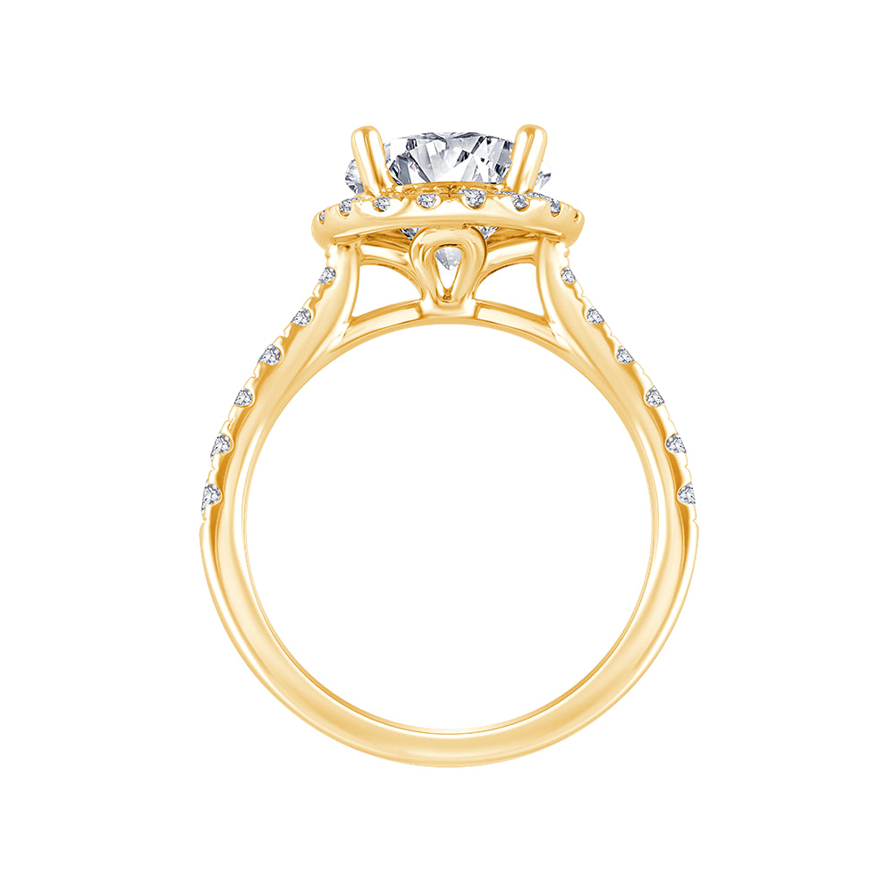 Brilliant Cut Halo Diamond Accent Solitaire Engagement Ring