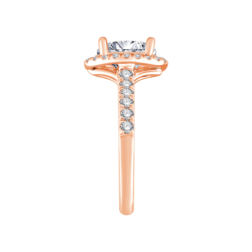 Oval Cut Halo Diamond Accent Solitaire Engagement Ring