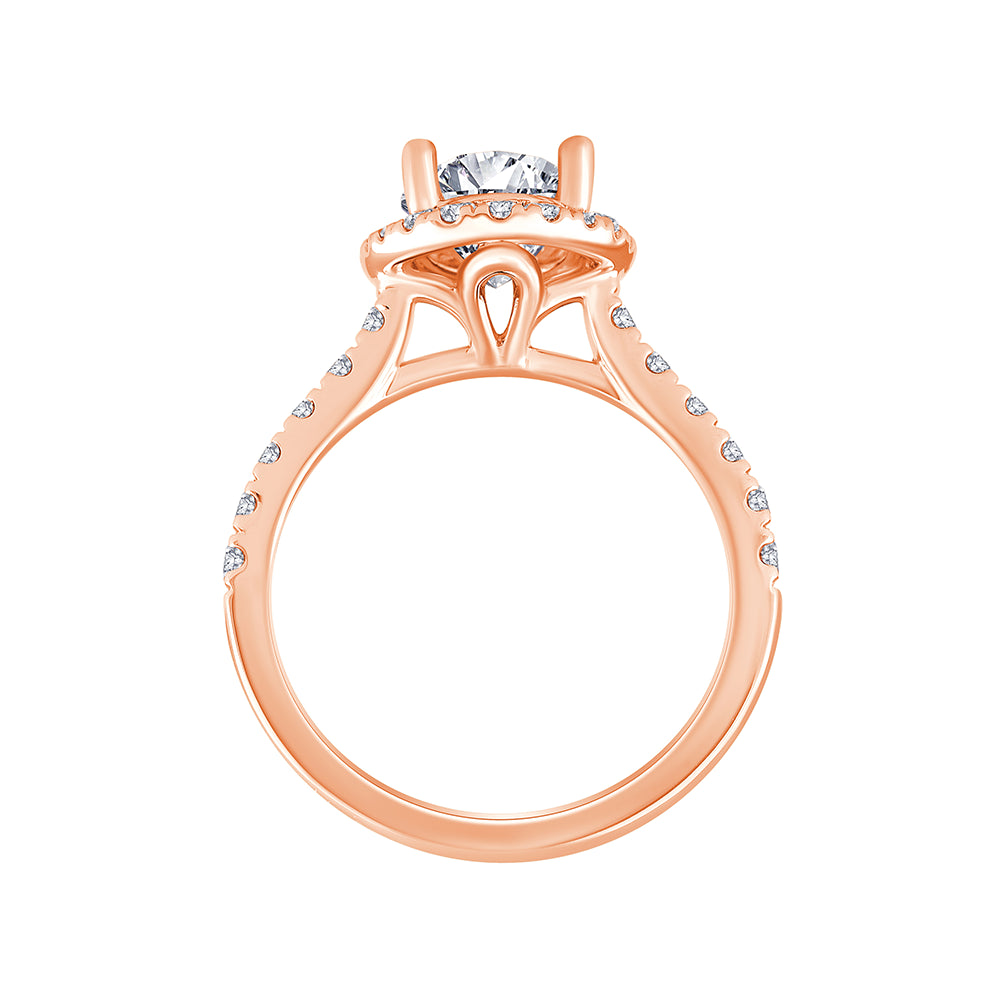 Oval Cut Halo Diamond Accent Solitaire Engagement Ring
