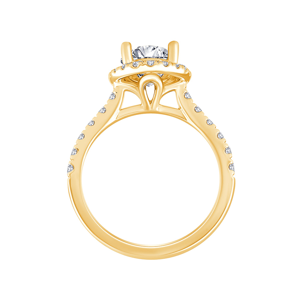 Oval Cut Halo Diamond Accent Solitaire Engagement Ring