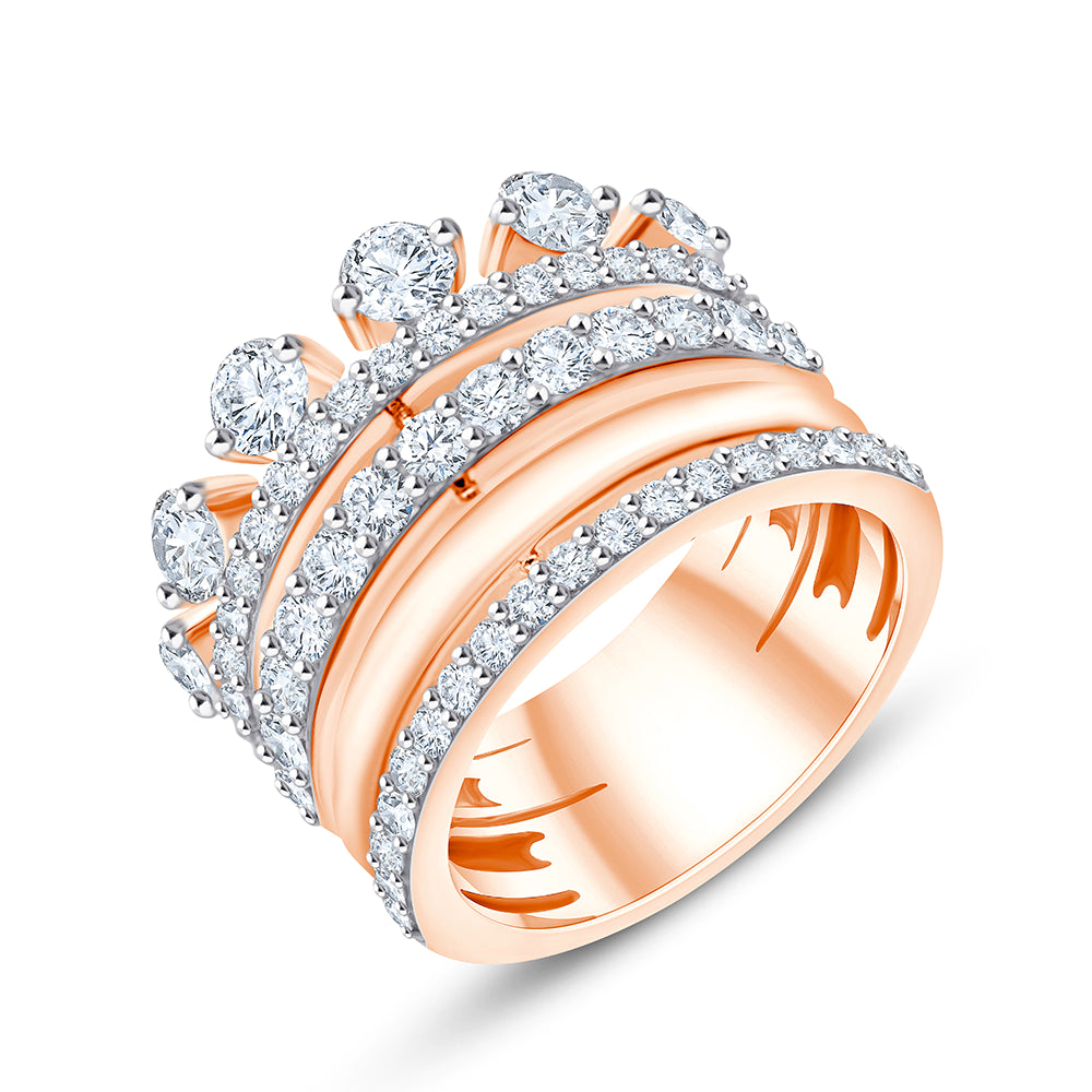 Brilliant Cut Stacked Crown Ring