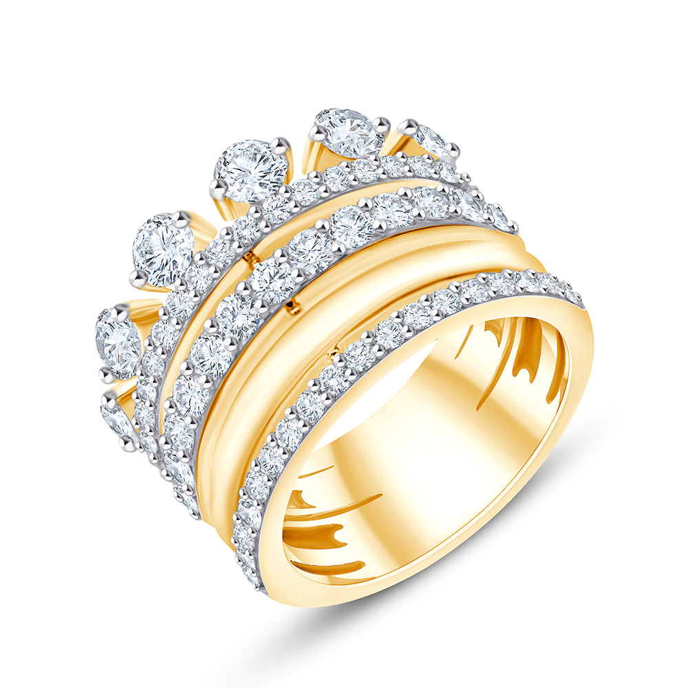 Brilliant Cut Stacked Crown Ring