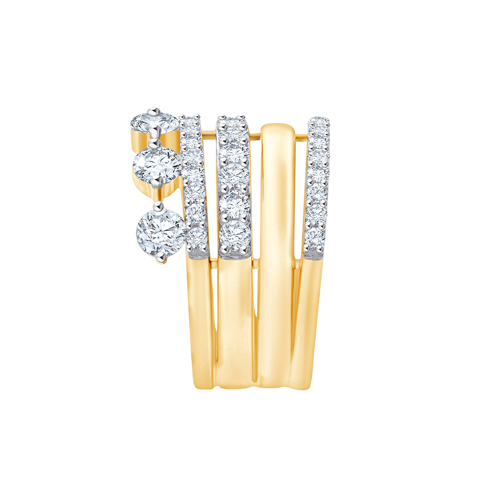 Brilliant Cut Stacked Crown Ring