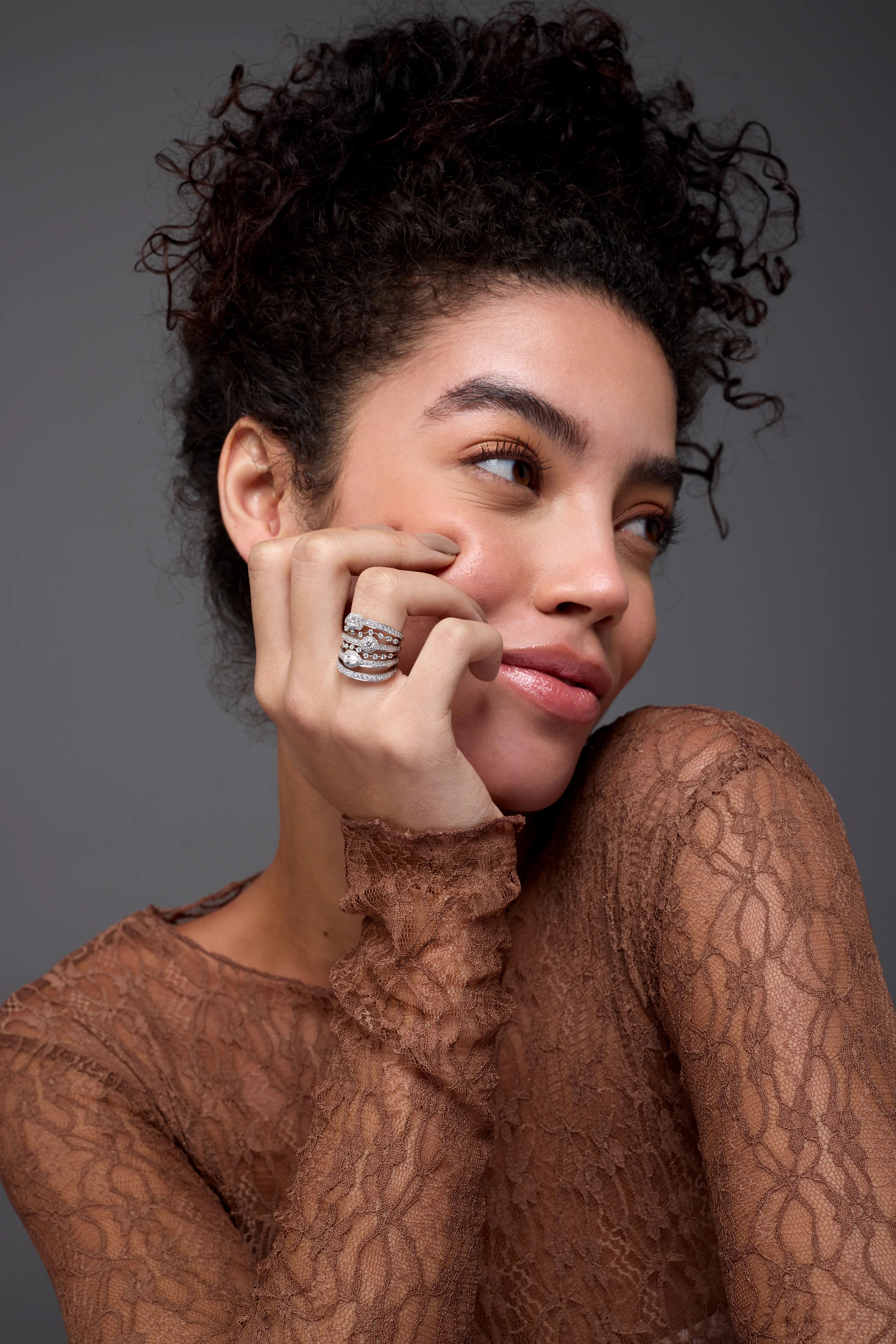 Mixed Cut MultiRow Halo Statement Ring 
