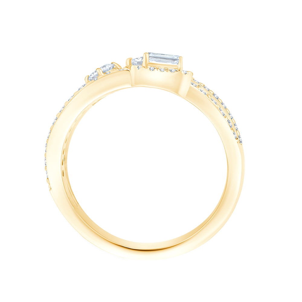 Mixed Cut MultiRow Halo Statement Ring 