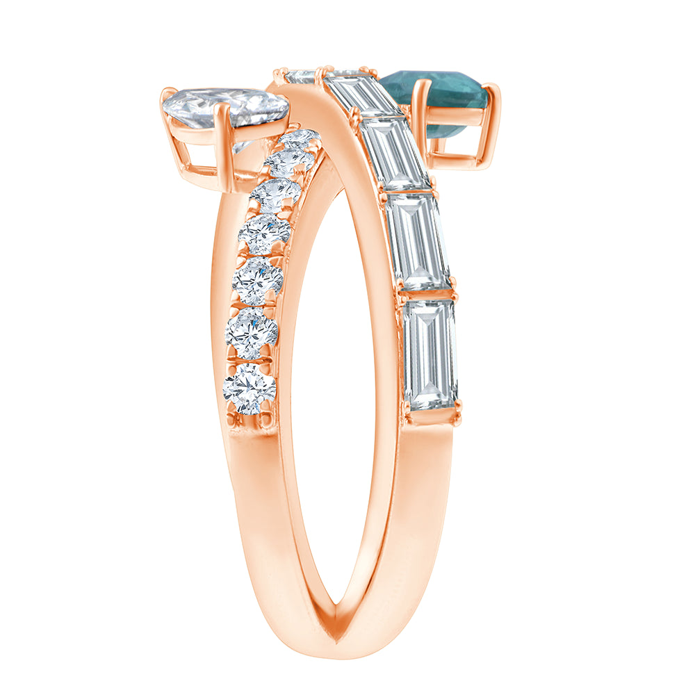 SemiPrecious Emerald  Pear Cut Crossover Ring