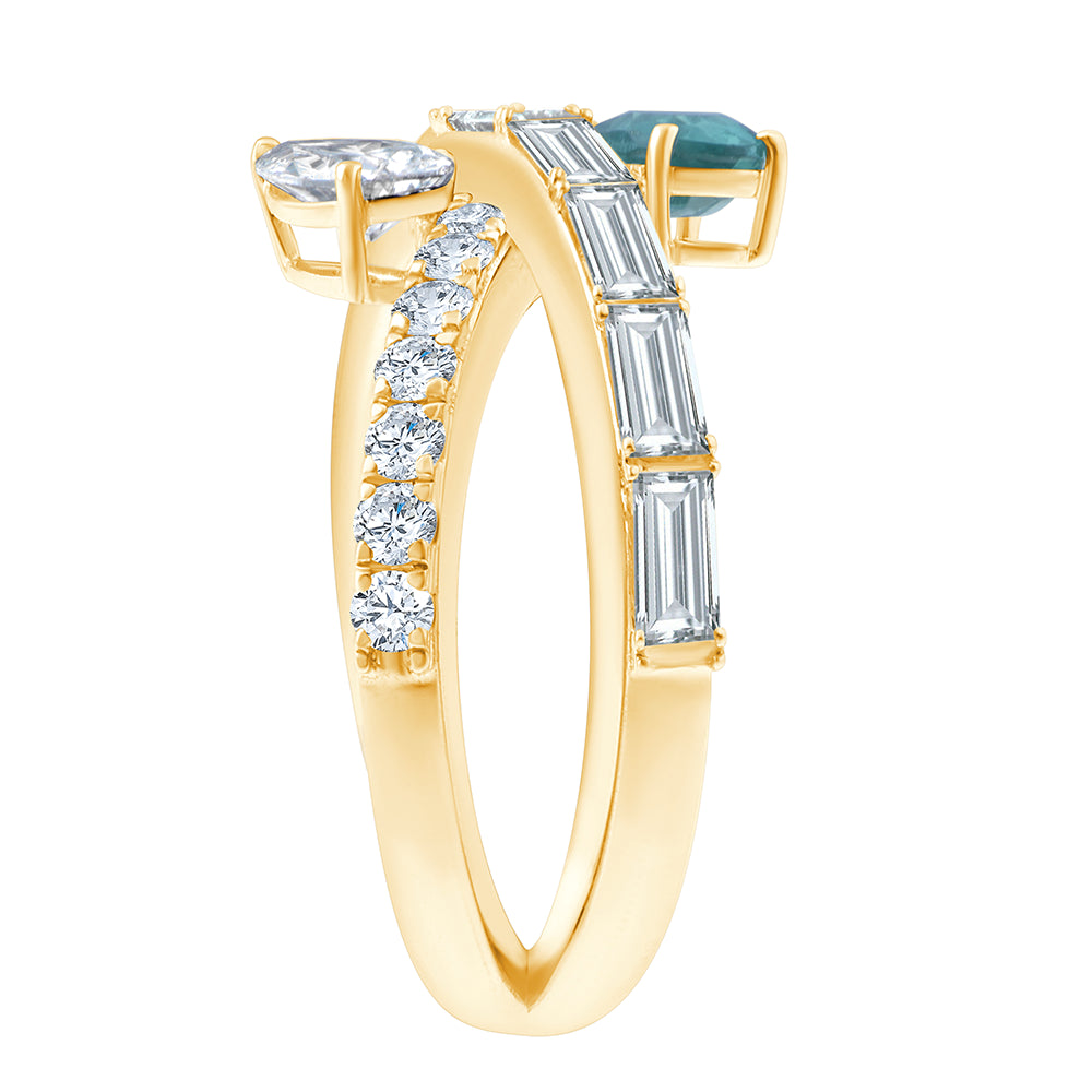 SemiPrecious Emerald  Pear Cut Crossover Ring
