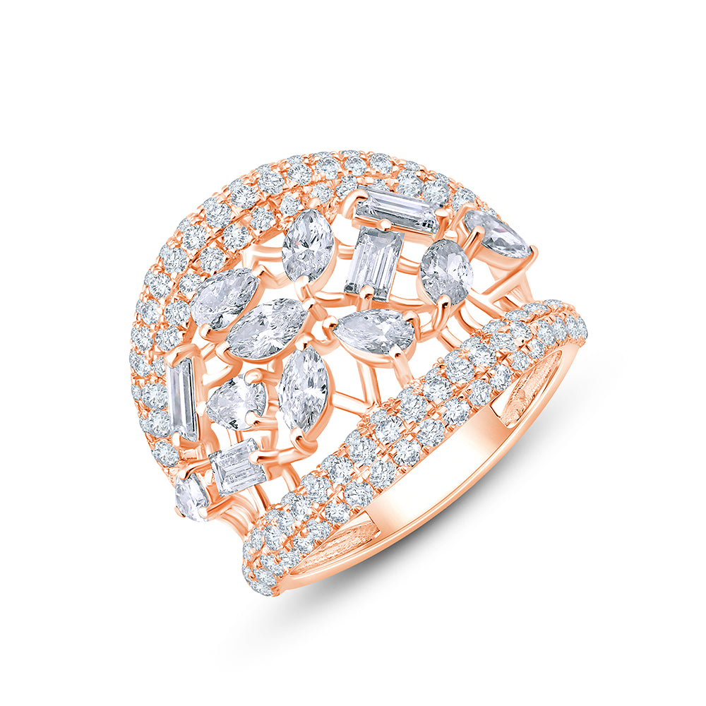 Mixed Cut Diamond Frame Statement Ring 