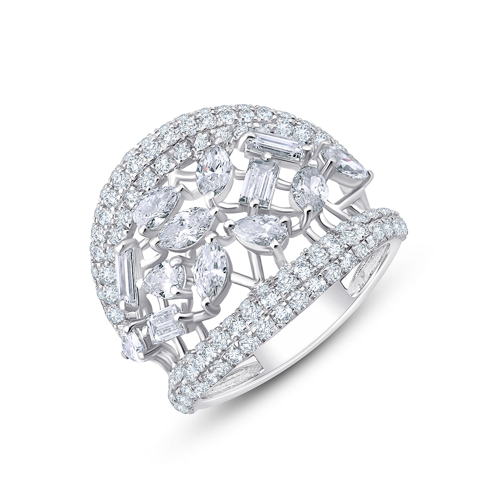 Mixed Cut Diamond Frame Statement Ring 