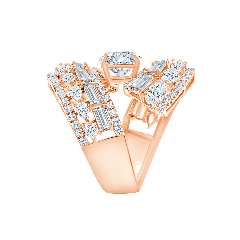 Mixed Cut Tiered Oval-Centre Statement Ring