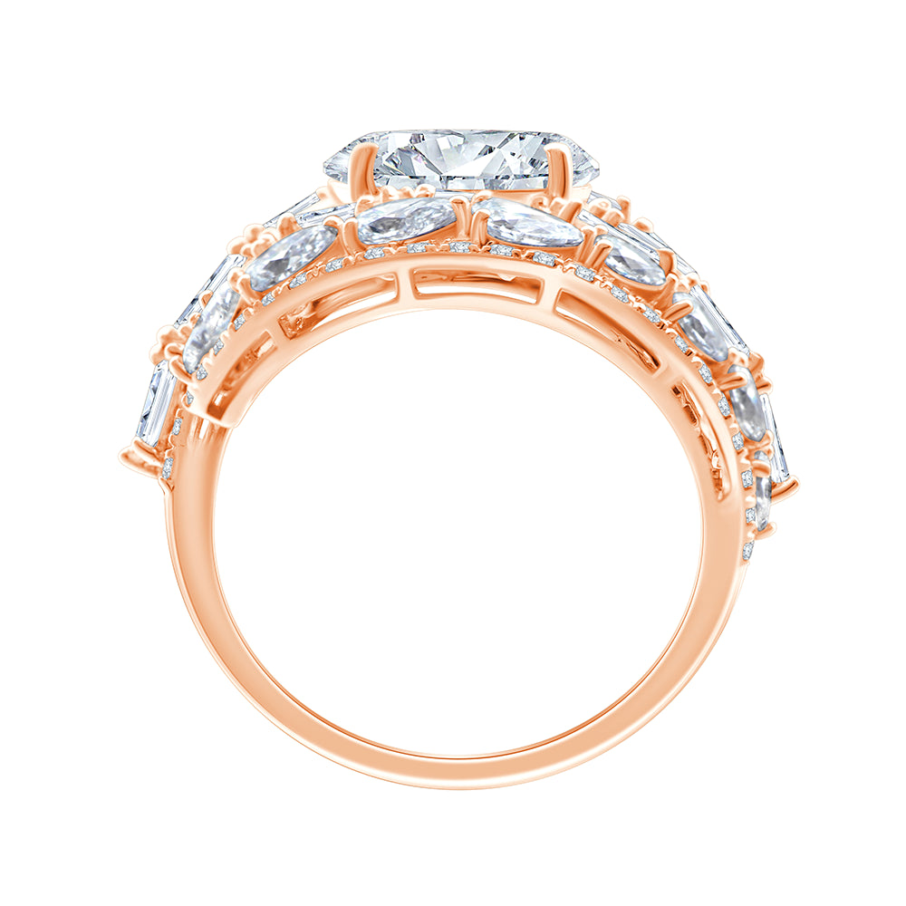 Mixed Cut Tiered Oval-Centre Statement Ring