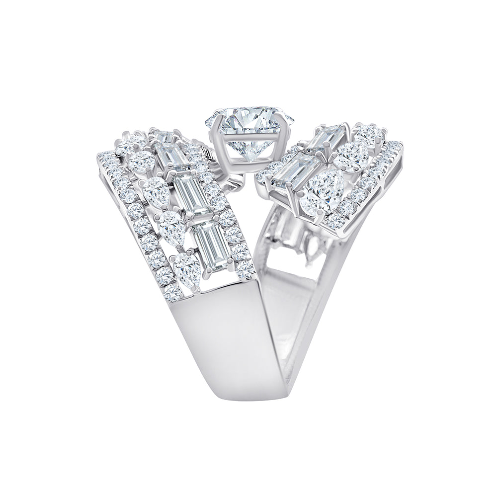 Mixed Cut Tiered Oval-Centre Statement Ring