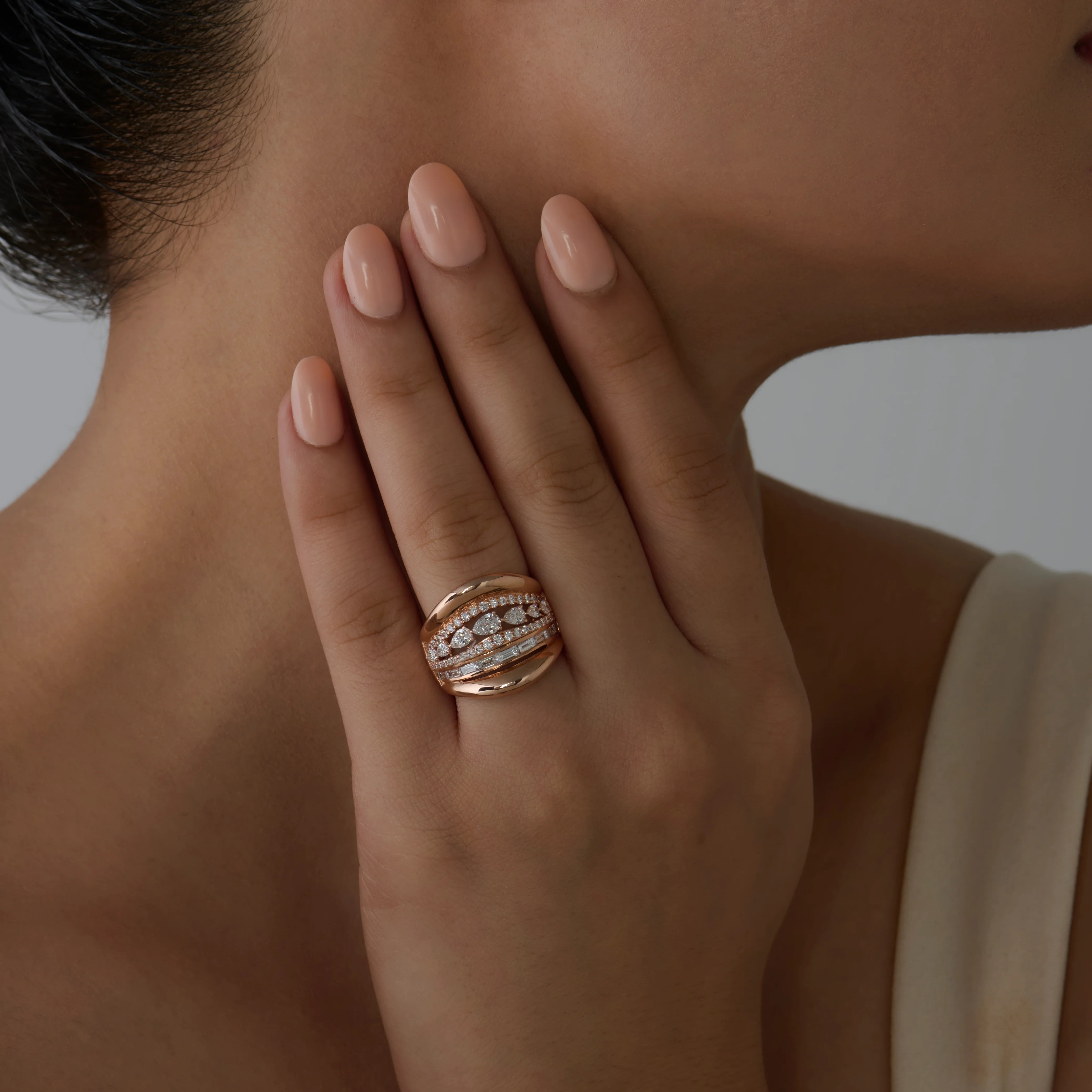 Mixed Cut Multi Row Statement Ring