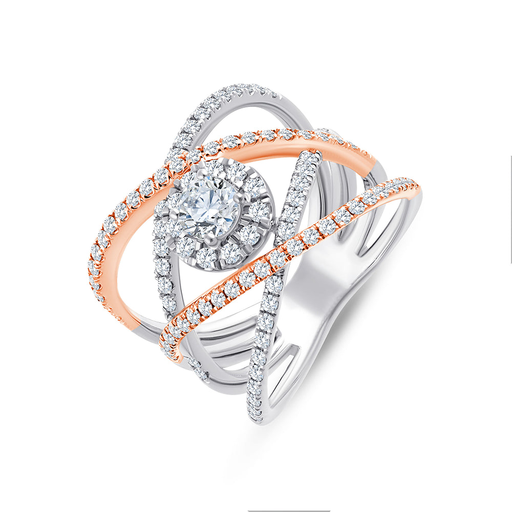Brilliant Cut Dual Tone Orbit Halo Ring