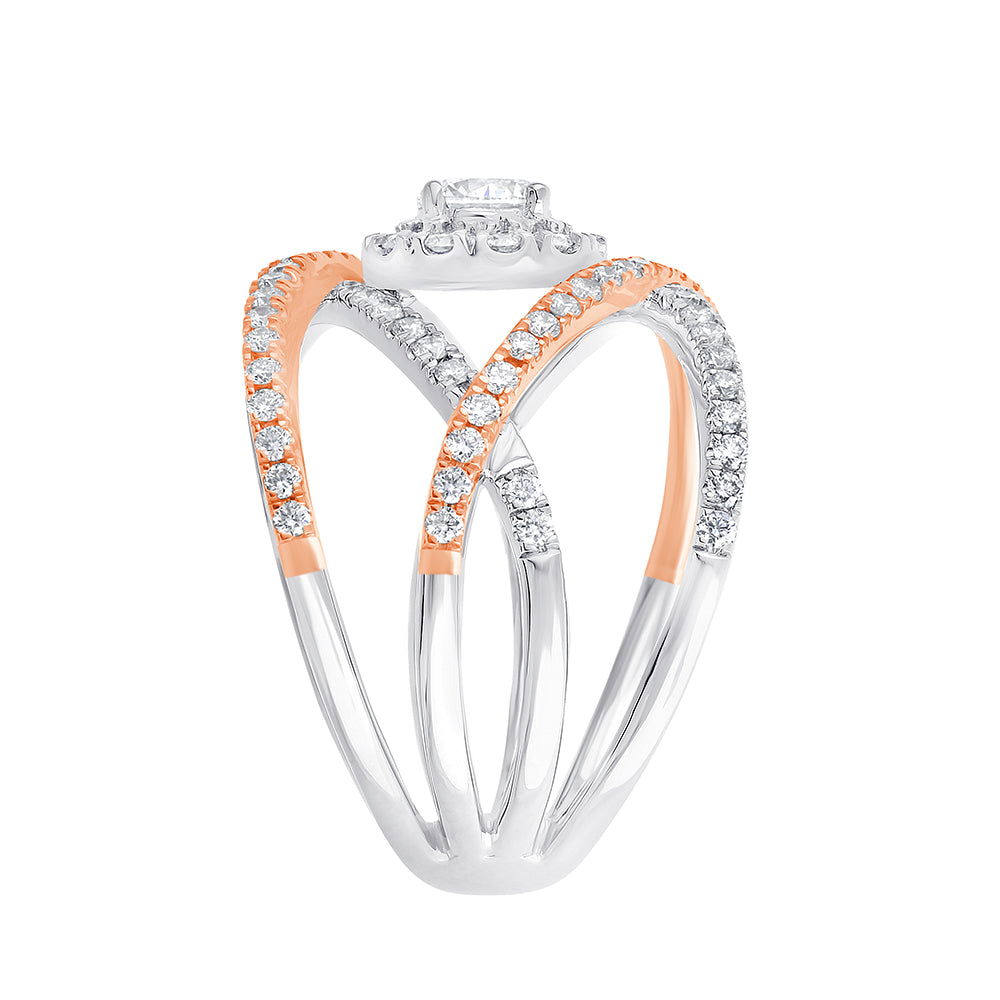 Brilliant Cut Dual Tone Orbit Halo Ring