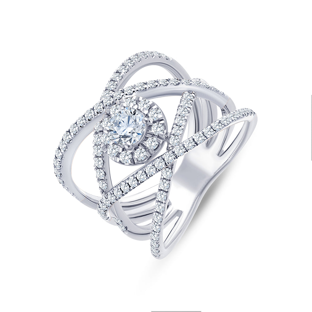 Brilliant Cut Dual Tone Orbit Halo Ring