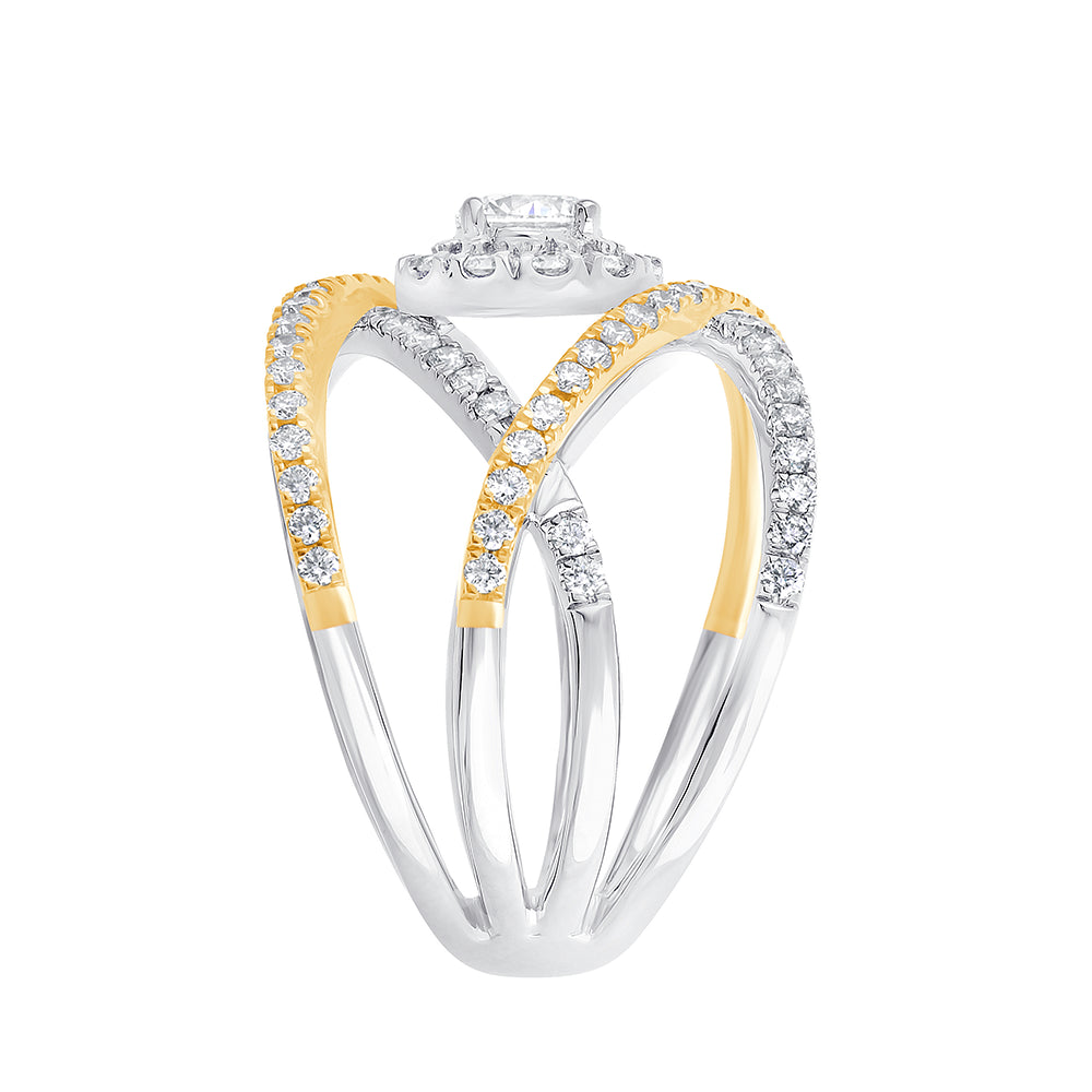 Brilliant Cut Dual Tone Orbit Halo Ring