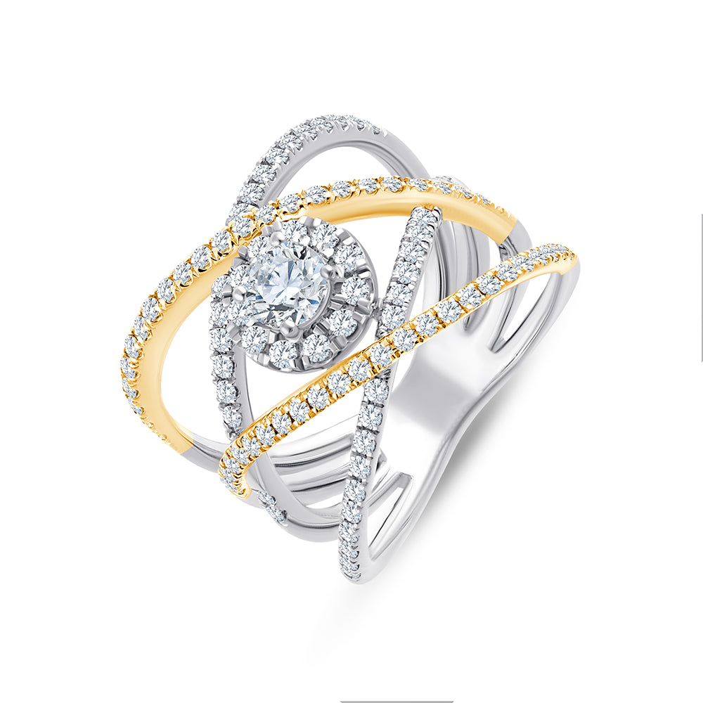 Brilliant Cut Dual Tone Orbit Halo Ring