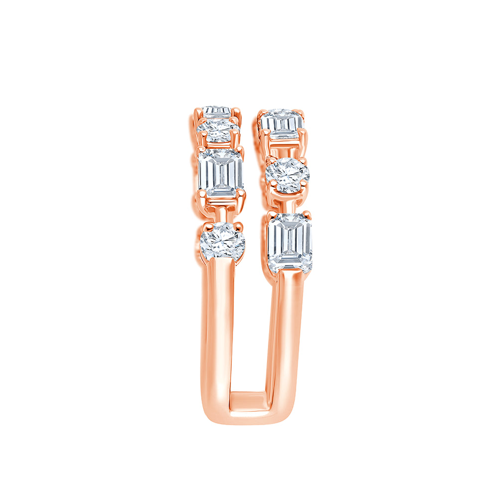 Mixed Cut Dual Row Half Eternity Band