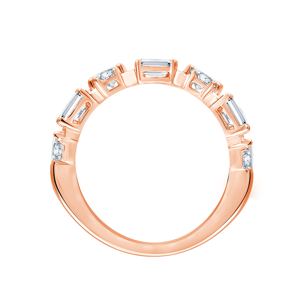 Mixed Cut Dual Row Half Eternity Band