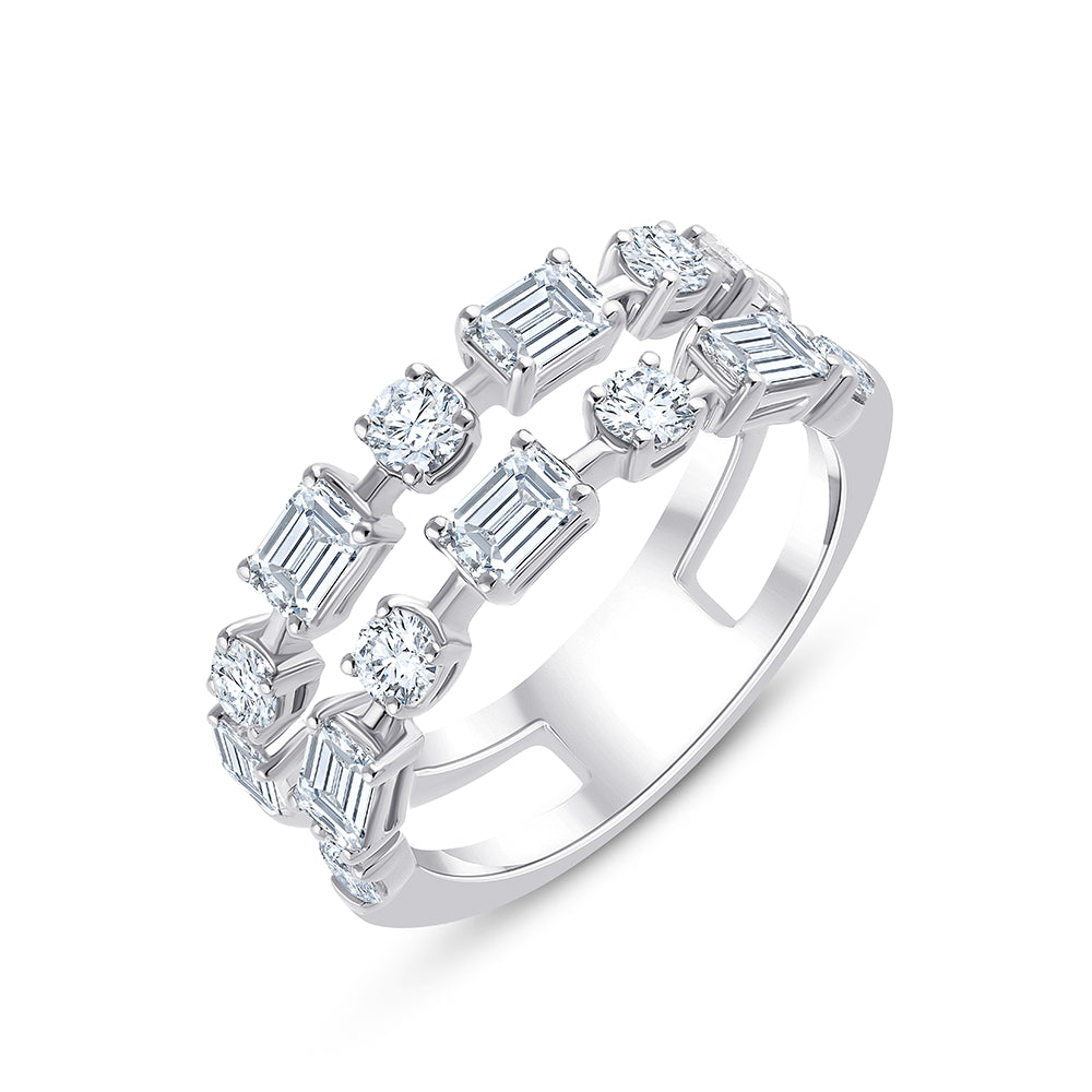 Mixed Cut Dual Row Half Eternity Band
