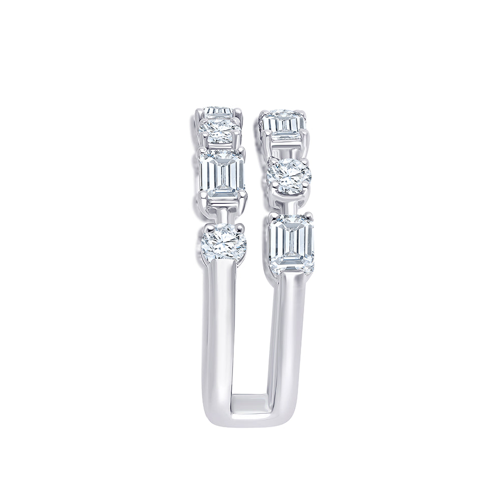 Mixed Cut Dual Row Half Eternity Band